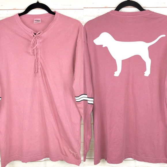 PINK Victoria's Secret Tops - PINK Victoria’s Secret Lace Up Varsity Sweatshirt